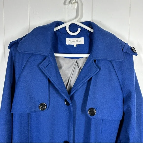 Calvin Klein Blue Button Front Winter Coat 8 - Picture 8 of 9